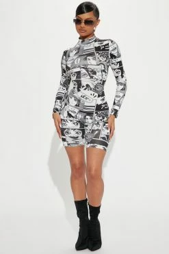 Fashion Nova Anime It Girl Romper - Black/White