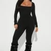 Fashion Nova Lilly Square Neck Jumpsuit - Black Jumpsuits