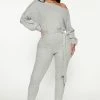 Fashion Nova Jumpsuits Chill Day Cozy Jumpsuit - Heather Grey