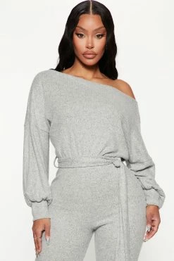 Fashion Nova Jumpsuits Chill Day Cozy Jumpsuit - Heather Grey