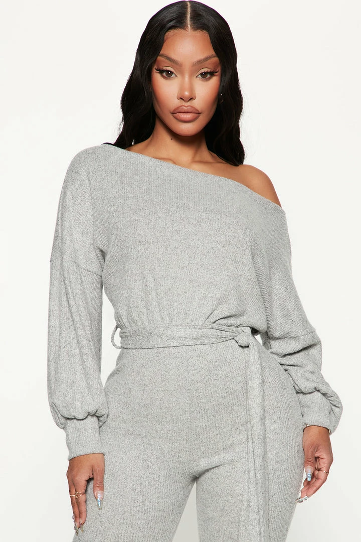 Fashion Nova Jumpsuits Chill Day Cozy Jumpsuit - Heather Grey