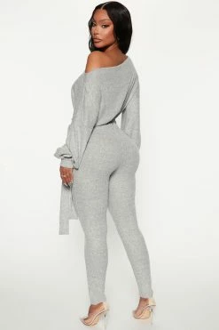 Fashion Nova Jumpsuits Chill Day Cozy Jumpsuit - Heather Grey
