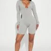 Fashion Nova Addison Snatched Romper - Heather Grey Rompers