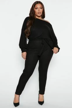 Fashion Nova Chill Day Cozy Jumpsuit - Black