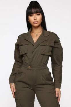 Fashion Nova Not Worried About That Cargo Jumpsuit - Olive Jumpsuits