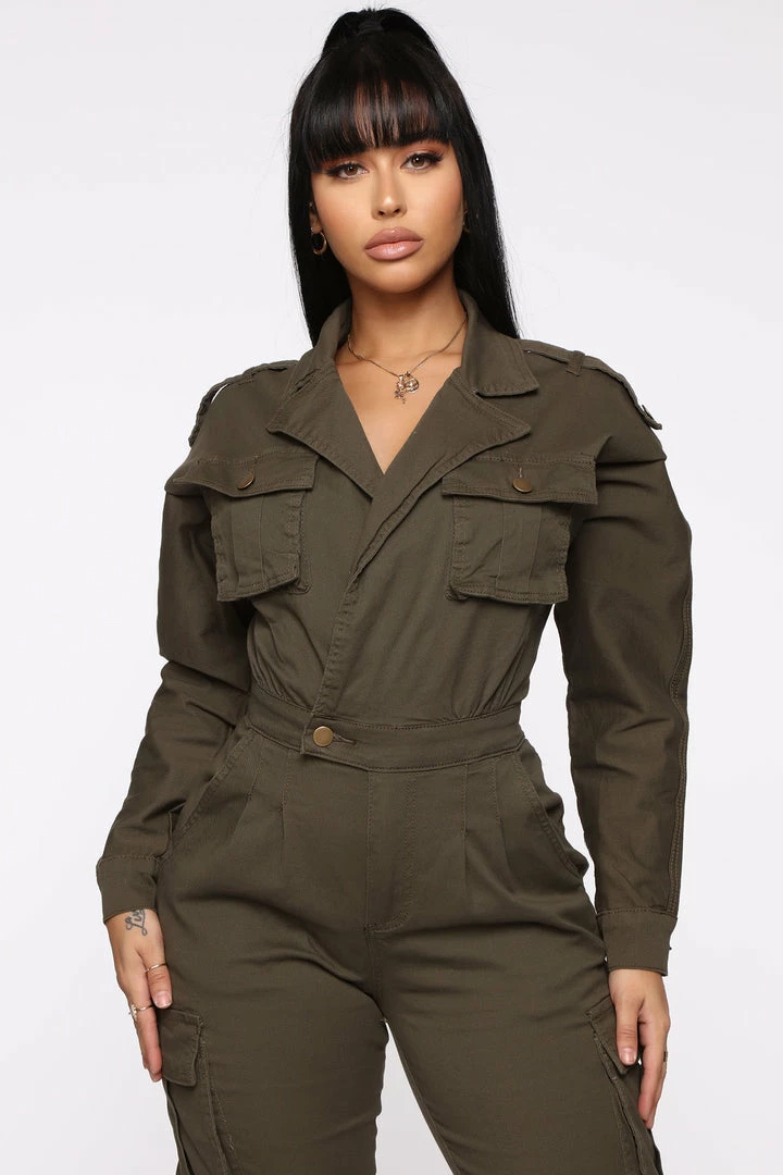 Fashion Nova Not Worried About That Cargo Jumpsuit - Olive Jumpsuits