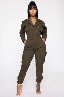 Fashion Nova Not Worried About That Cargo Jumpsuit - Olive Jumpsuits
