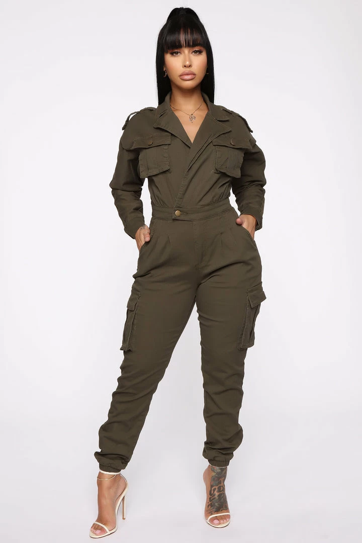 Fashion Nova Not Worried About That Cargo Jumpsuit - Olive Jumpsuits