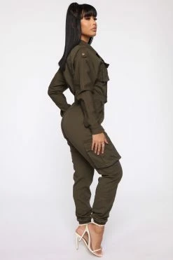 Fashion Nova Not Worried About That Cargo Jumpsuit - Olive Jumpsuits