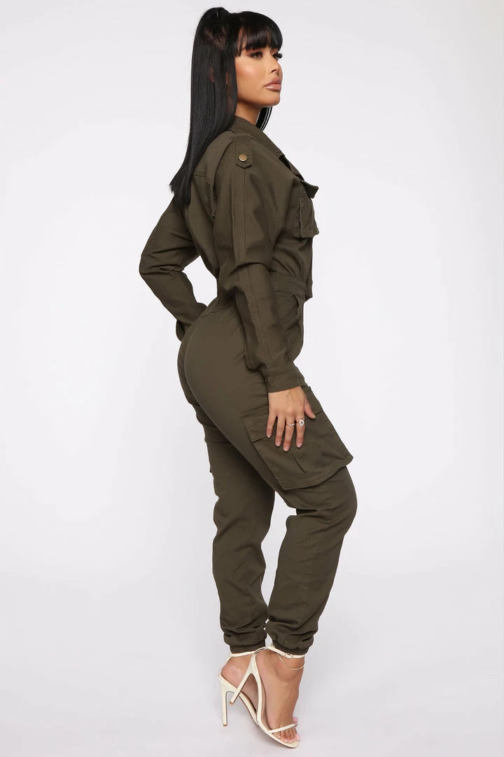 Fashion Nova Not Worried About That Cargo Jumpsuit - Olive Jumpsuits
