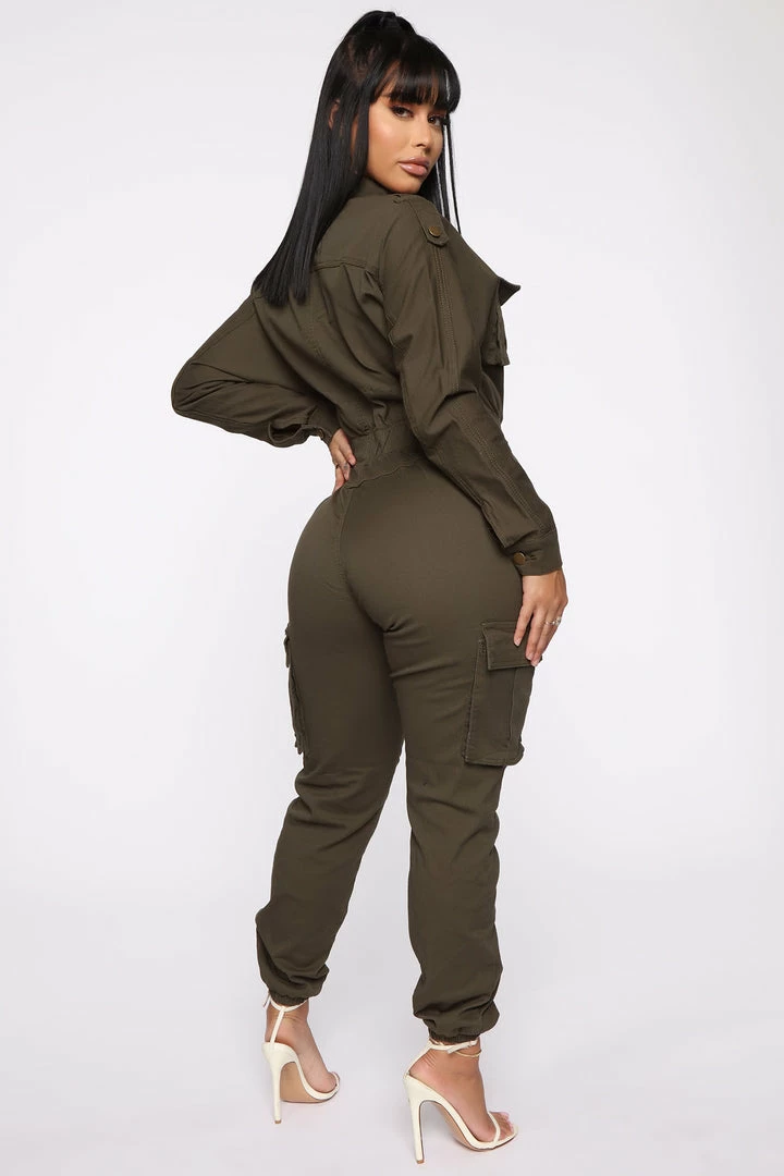 Fashion Nova Not Worried About That Cargo Jumpsuit - Olive Jumpsuits