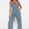 Fashion Nova Haven Denim Jumpsuit - Light Wash Jumpsuits