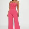 Fashion Nova Madison Mesh Jumpsuit - Fuchsia