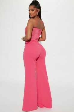 Fashion Nova Madison Mesh Jumpsuit - Fuchsia