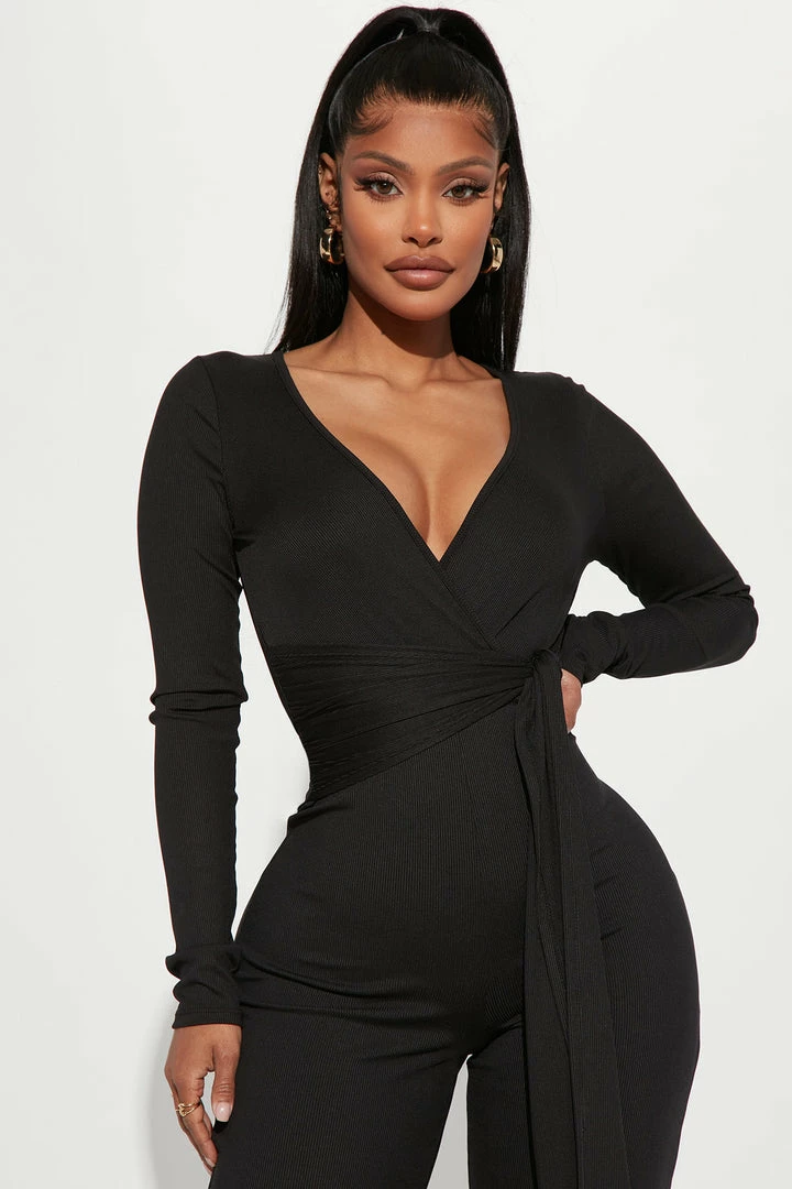 Fashion Nova Hayden Slinky Rib Jumpsuit - Black Jumpsuits