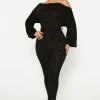 Fashion Nova Chill Day Cozy Jumpsuit - Black