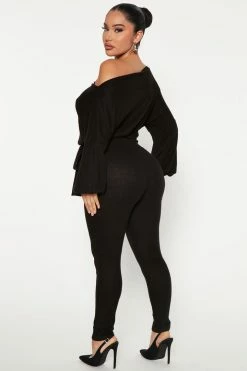Fashion Nova Chill Day Cozy Jumpsuit - Black