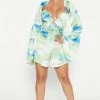 Fashion Nova Costa Rica Long Sleeve Romper - Green/combo Rompers