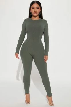 Fashion Nova Keaton Snatched Jumpsuit - Olive 2