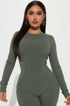 Fashion Nova Keaton Snatched Jumpsuit - Olive 2