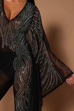 Fashion Nova Just A Dream Rhinestone Jumpsuit - Black Jumpsuits