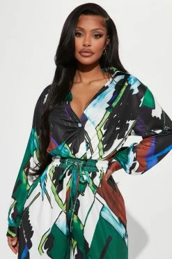 Fashion Nova Penelope Printed Jumpsuit - Olive/combo