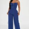 Fashion Nova Nicole Pinstripe Jumpsuit - Blue/combo