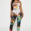 Fashion Nova Priscilla Paint Splatter Jumpsuit - White/combo Jumpsuits