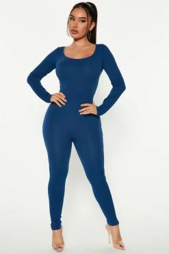 Fashion Nova Jumpsuits Serena Seamless Jumpsuit - Navy