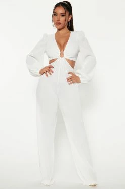 Fashion Nova Always On My Mind Jumpsuit - White