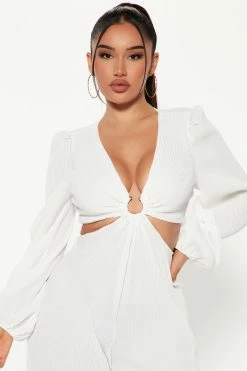 Fashion Nova Always On My Mind Jumpsuit - White