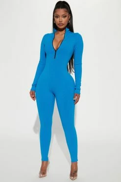 Fashion Nova Jumpsuits Sabrina Snatched Jumpsuit - Blue