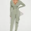 Fashion Nova Hayden Heavy Rib Jumpsuit - Sage