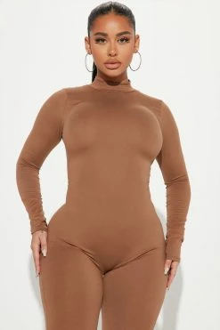 Fashion Nova Jumpsuits Dani Backless Jumpsuit - Mocha