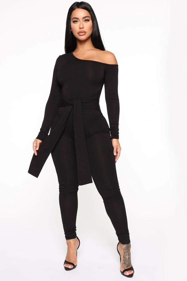 Fashion Nova Wrapped In Self Love Jumpsuit - Black