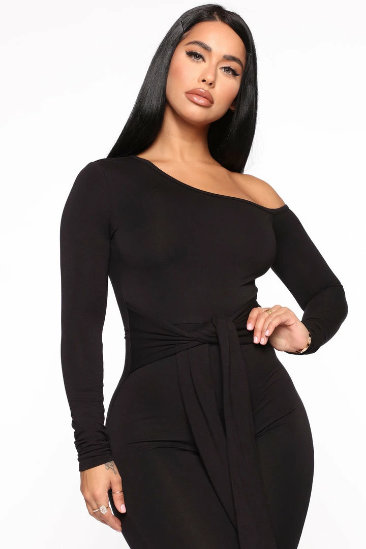 Fashion Nova Wrapped In Self Love Jumpsuit - Black