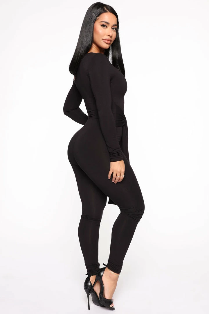 Fashion Nova Wrapped In Self Love Jumpsuit - Black