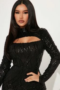 Fashion Nova Fifth Avenue Sequin Jumpsuit - Black