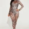 Fashion Nova Wild At Night Leopard Jumpsuit Set - Brown/combo
