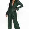 Fashion Nova Stay Classy Sequin Jumpsuit - Hunter