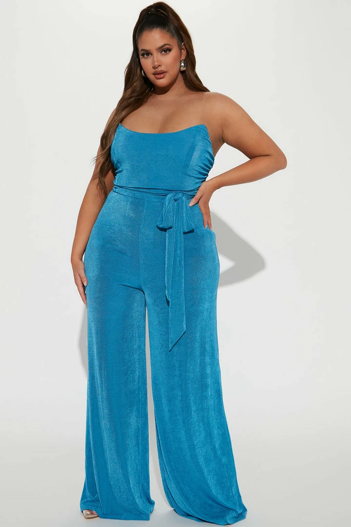 Fashion Nova Barcelona Slinky Jumpsuit - Blue