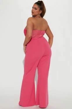 Fashion Nova Madison Mesh Jumpsuit - Fuchsia