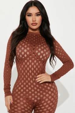 Fashion Nova Veronica Seamless Jumpsuit - Brown Jumpsuits