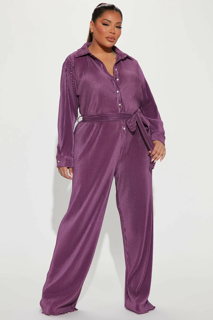 Fashion Nova Sami Plisse Jumpsuit - Purple