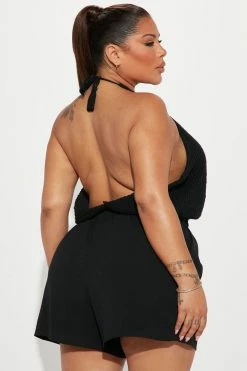 Fashion Nova St Tropez Crochet Romper - Black Rompers