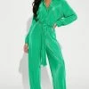Fashion Nova Sami Plisse Jumpsuit - Kelly Green