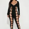 Fashion Nova Kassandra Lace Up Jumpsuit - Black