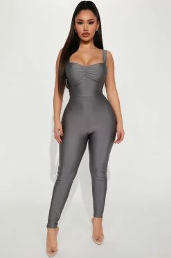 Fashion Nova Jumpsuits Selena Jumpsuit - Charcoal