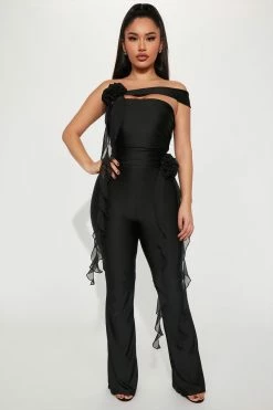 Fashion Nova Bed Of Roses Jumpsuit - Black