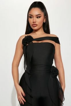 Fashion Nova Bed Of Roses Jumpsuit - Black